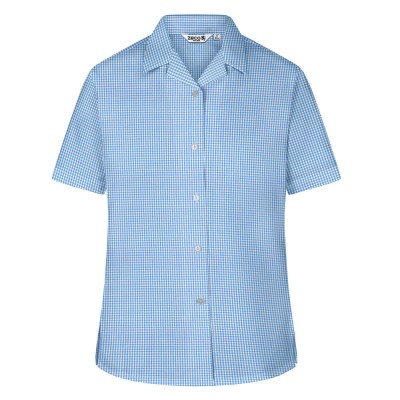 Checked Short Sleeve, Non Iron Revere Collar Blous